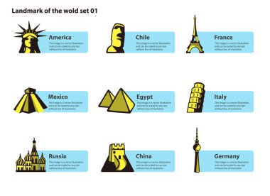 Dünyanın simgeleri, ünlü manzara koleksiyonu.