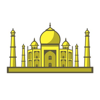 Taj Mahal, Hindistan, ünlü düz simge tasarımı, ünlü manzara mekanı
