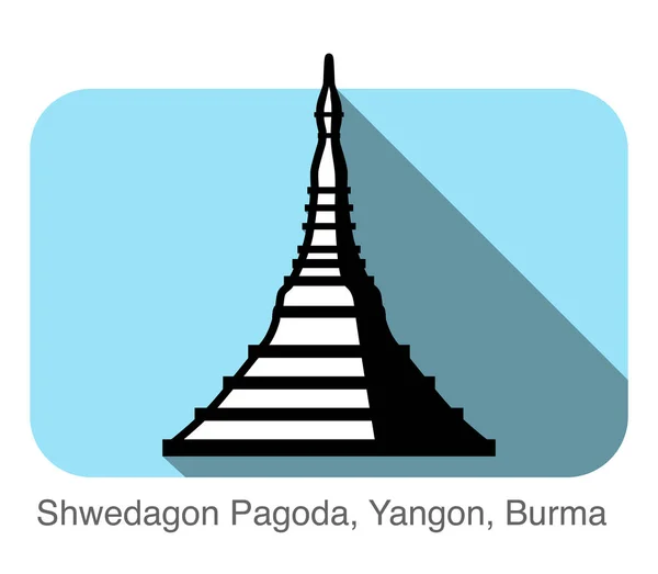 Пагода Шведагон Янгон Бирма Знаменитый Дизайн Ориентир Плоской Иконки Знаменитое — стоковый вектор