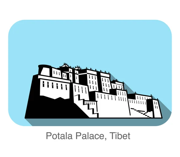 Palácio Potala Famoso Ponto Turístico World Series — Vetor de Stock