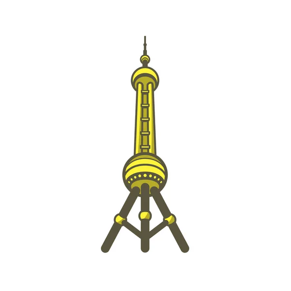 Oriental Pearl Tower Shanghai Famoso Icono Plano Diseño Famoso Lugar — Vector de stock