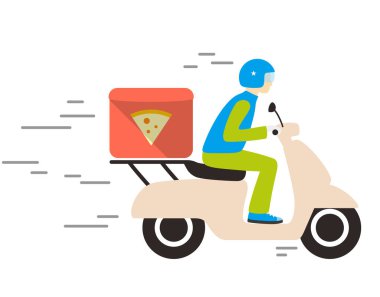 Gıda teslim motosiklet düz tasarım vektör çizim ile