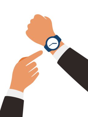 Moda akıllı saati takan adam, vektör çizimi