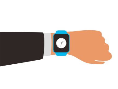 Moda akıllı saati takan adam, vektör çizimi