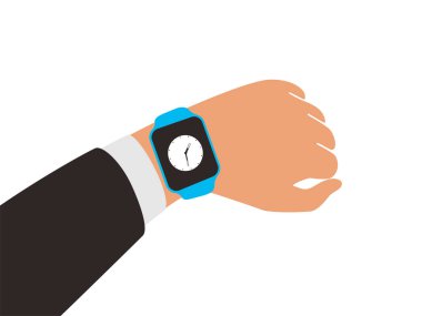 Moda akıllı saati takan adam, vektör çizimi