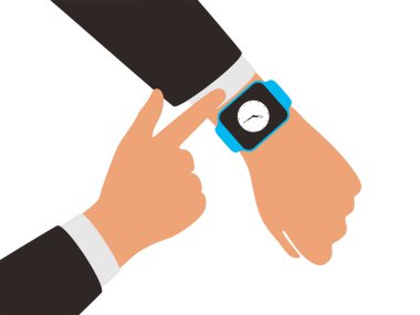 Moda akıllı saati takan adam, vektör çizimi