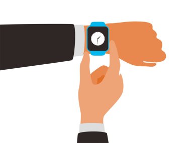 Moda akıllı saati takan adam, vektör çizimi