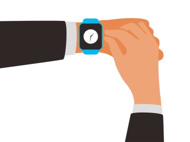 Moda akıllı saati takan adam, vektör çizimi