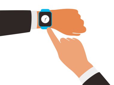 Moda akıllı saati takan adam, vektör çizimi