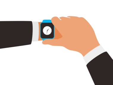 Moda akıllı saati takan adam, vektör çizimi