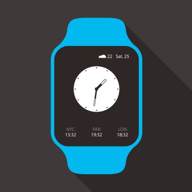 Moda akıllı saati, ön, dokunmatik ekran, vektör illüstrasyonu