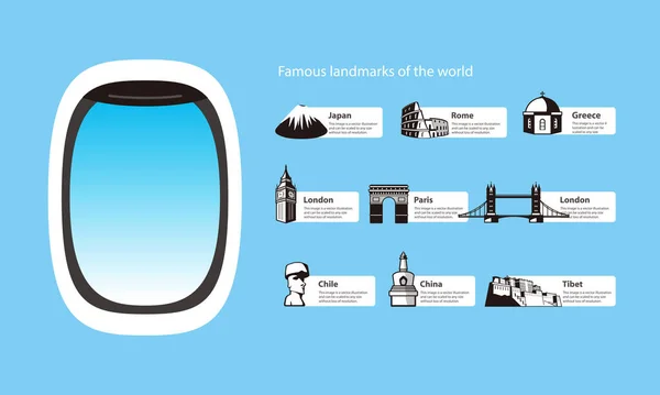 Reisconcept Oriëntatiepunten Van Wereld Vectorillustratie — Stockvector