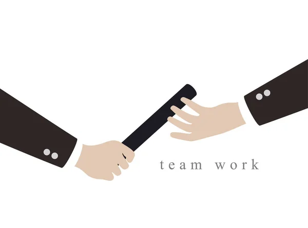 Zwei Geschäftsleute Übergeben Staffelstab Teamwork Konzept Vektorillustration — Stockvektor