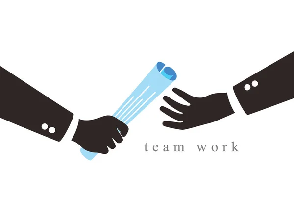 Twee Zakenman Passeren Van Een Estafette Teamwork Concept Vector Illustratie — Stockvector