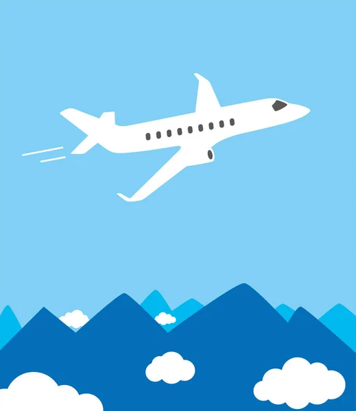 Private Plane Fly Mountain Vector Illustration — Stock Vector