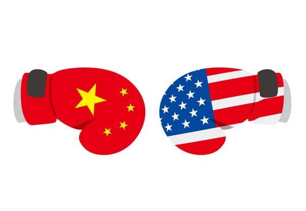 Amerykański Chiński Biznes Walki Rękawicami Bokserskimi Wojny Handlowej — Wektor stockowy