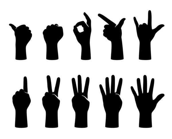 Hand Gestikulera Symbol Set Vektor Illustration — Stock vektor