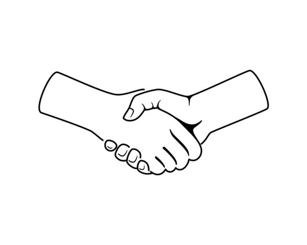 Shaking hands, white background, vector illustration