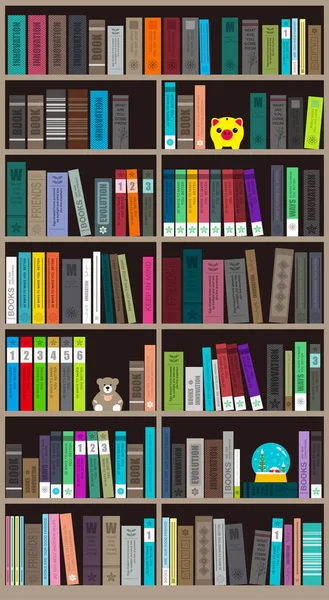 Molti Libri Sull Illustrazione Vettoriale Della Libreria — Vettoriale Stock