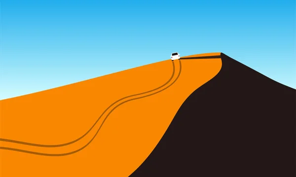 Coche Conduciendo Las Dunas Del Desierto Ilustración Vectorial — Vector de stock