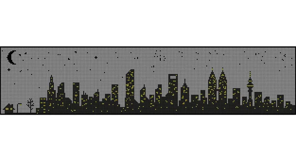Silhouette Led Nuit Ville Skyline Vecteur Paysage Urbain — Image vectorielle