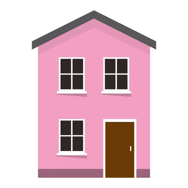 Zweistöckige Flache Farbe Haus Vektor Illustration — Stockvektor
