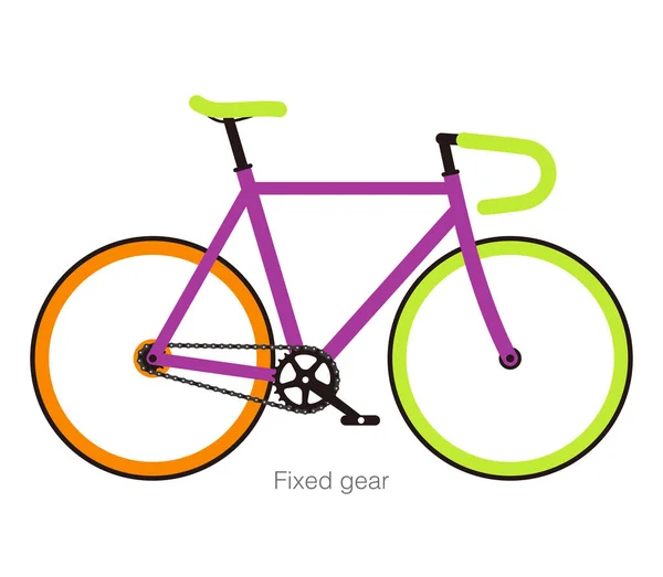 Einfach Flach Fixed Gear Fahrrad Vektor Illustration — Stockvektor