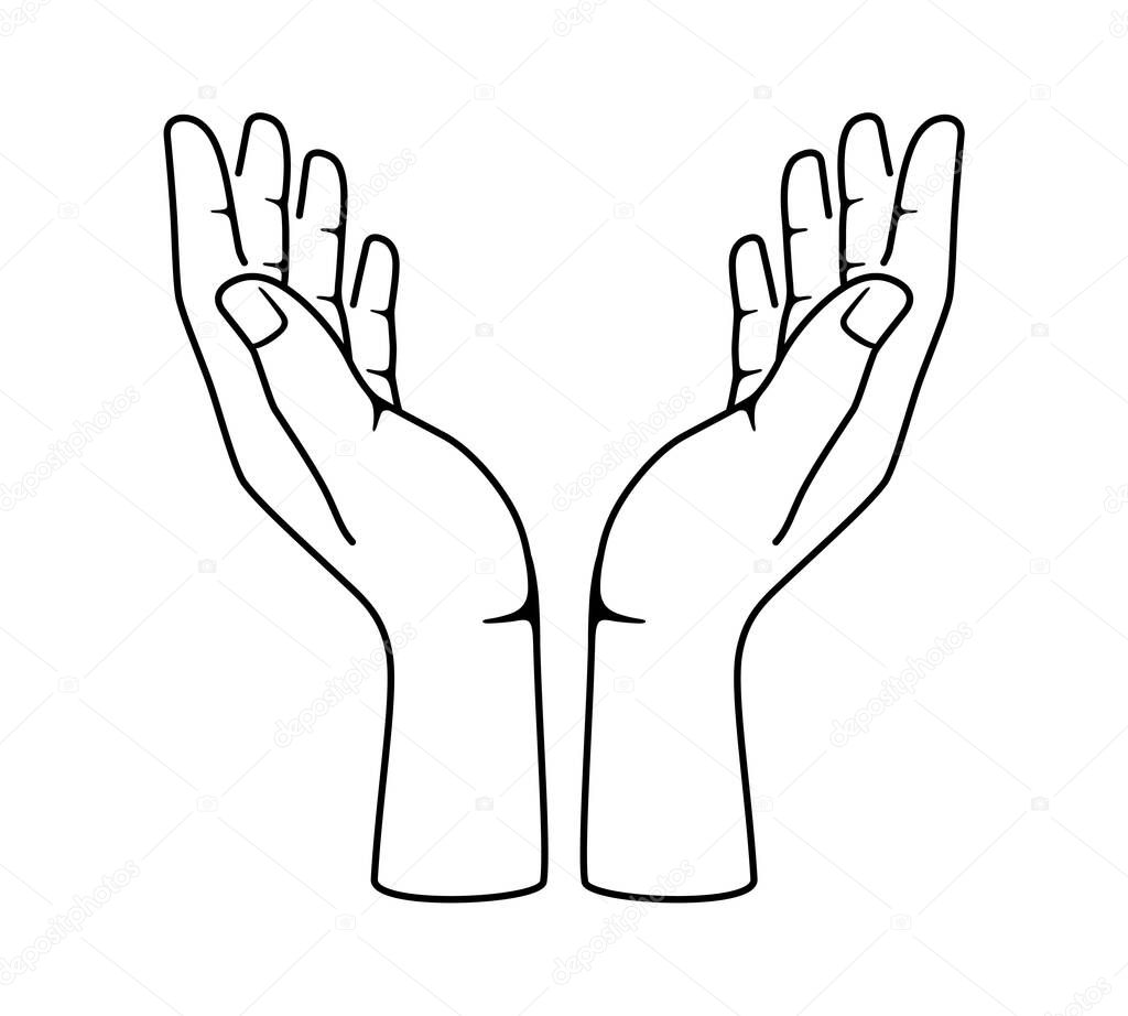 Two hands holding something. vector illustration