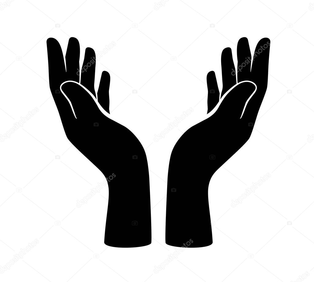 Two hands holding something. vector illustration