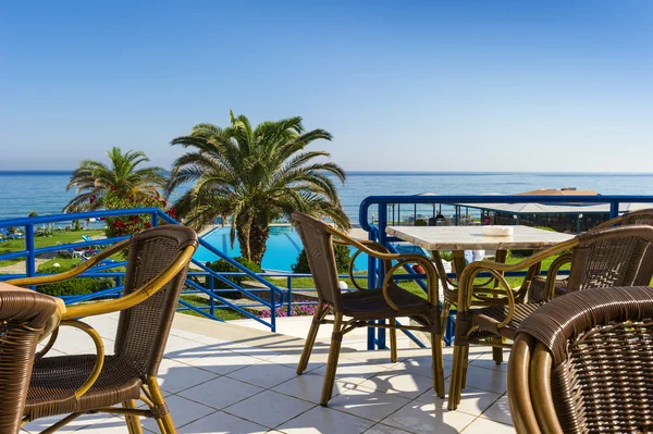 Veranda of the hotel with sea view — Stock Photo, Image