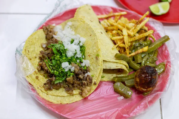 Tripe Tacos Ett Gatubås Riktig Mexikansk Mat — Stockfoto