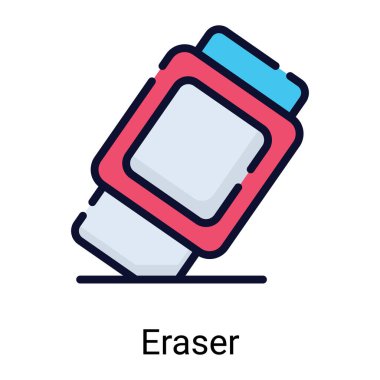 eraser color line icon isolated on white background