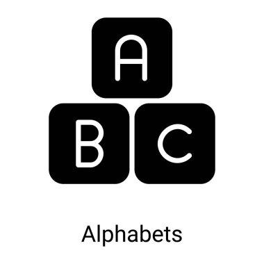 alphabet blocks, ABC glyph icon isolated on white background