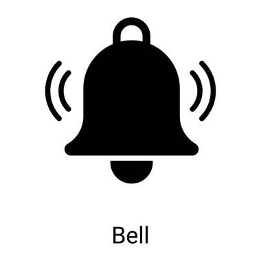 alarm, bell glyph icon isolated on white background 