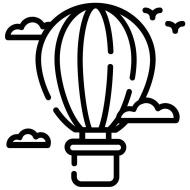 Sıcak Hava Balon Hattı Simgesi Beyaz Arkaplanda İzole Edildi