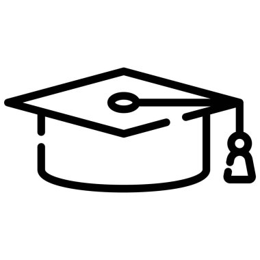 graduation hat line icon isolated on white background 