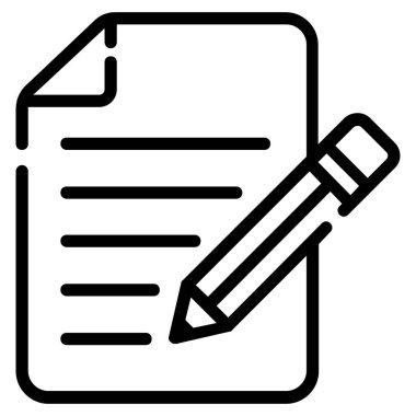 paper and pencil line icon isolated on white background