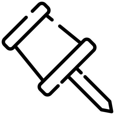 push pin line icon isolated on white background