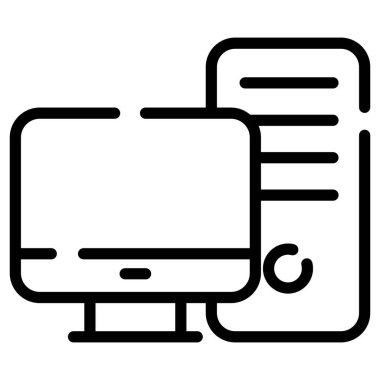 CPU, computer line icon isolated on white background