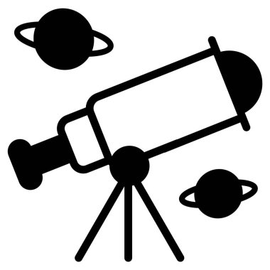 İzole beyaz zemin üzerine teleskopu simgesi