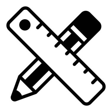 pencil and ruler icon isolated on white background