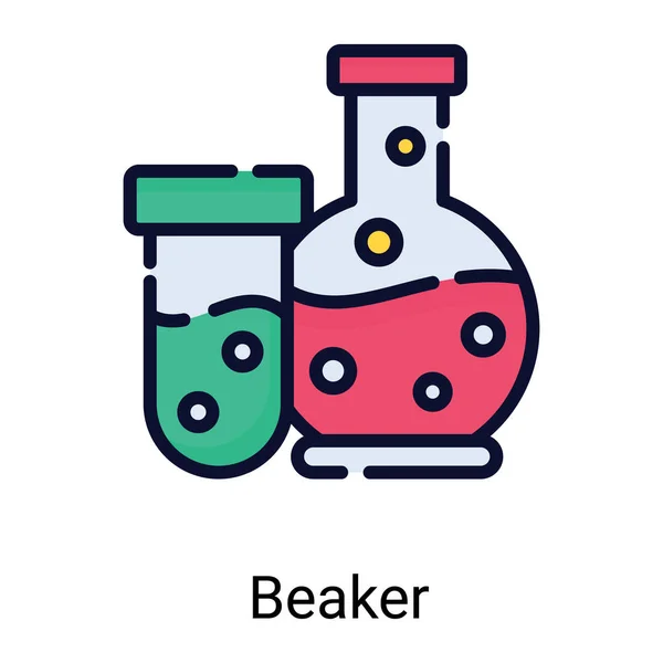 Beaker Color Line Icon Isolated White Background — 스톡 벡터