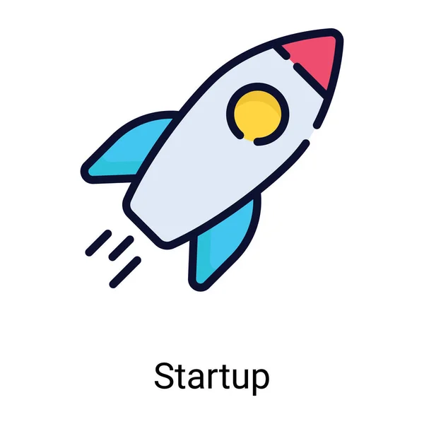 Startup Launch Color Line Icon Isolated White Background — Stock Vector