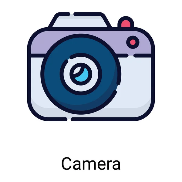 Camera Color Line Icon Isolated White Background — Vetor de Stock