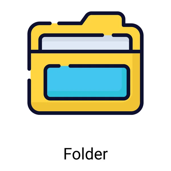 Folder Document Color Line Icon Isolated White Background — Stock Vector