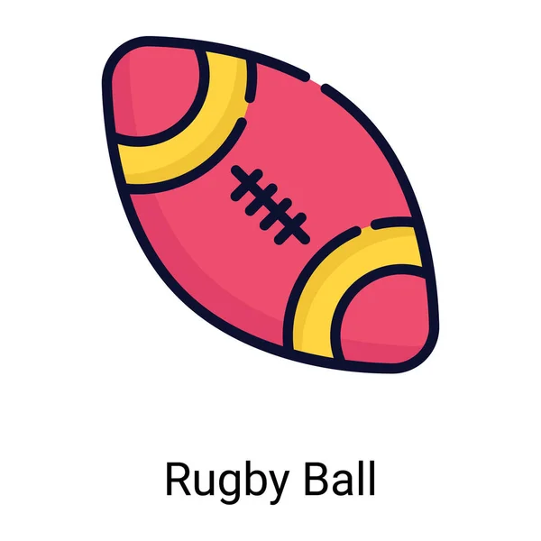 Rugby Ball Color Line Icon Isolated White Background — Image vectorielle
