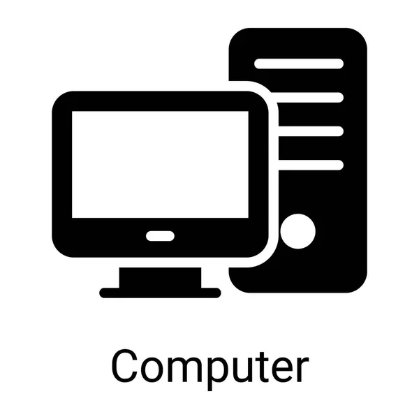 Cpu Computer Glyph Icon Isolated White Background — Vector de stock