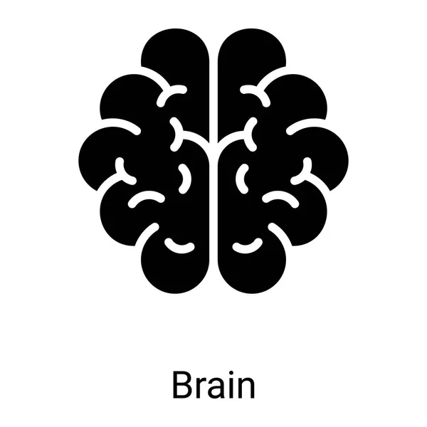 Εγκέφαλος Μυαλό Εικονίδιο Glyph Απομονώνονται Λευκό Φόντο — Διανυσματικό Αρχείο