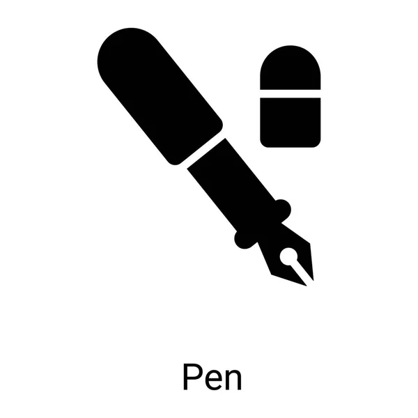 Pen Glyph Icon Isolated White Background — Stock vektor