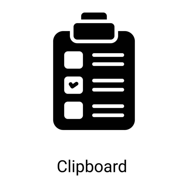 Clipboard Glyph Icon Isolated White Background — Stockvector